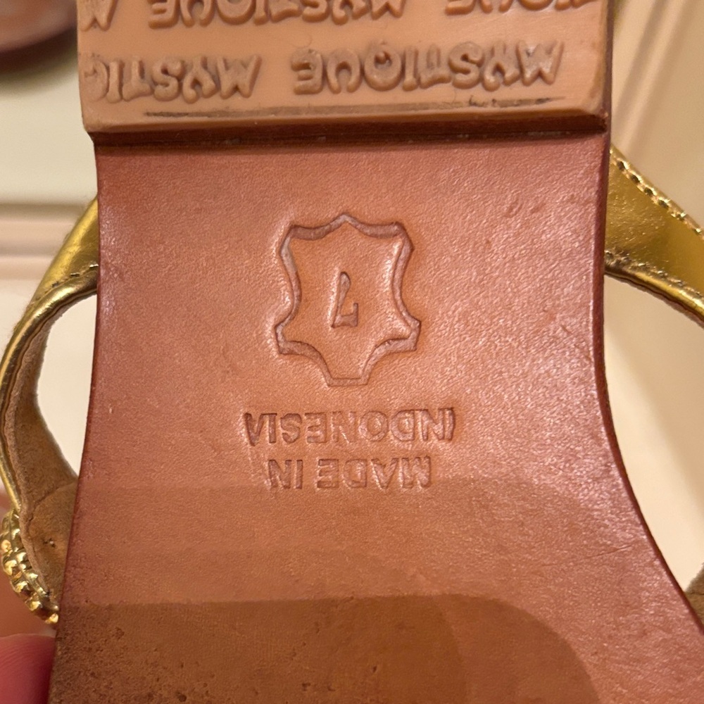 Mystique Boutique Tan Sandals with Crystal Embellishments - Picture 3 of 3